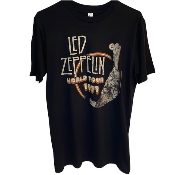 Tultex Tops - NWOT Led Zeppelin World Tour 1971 Black Medium Graphic Tee Shirt
